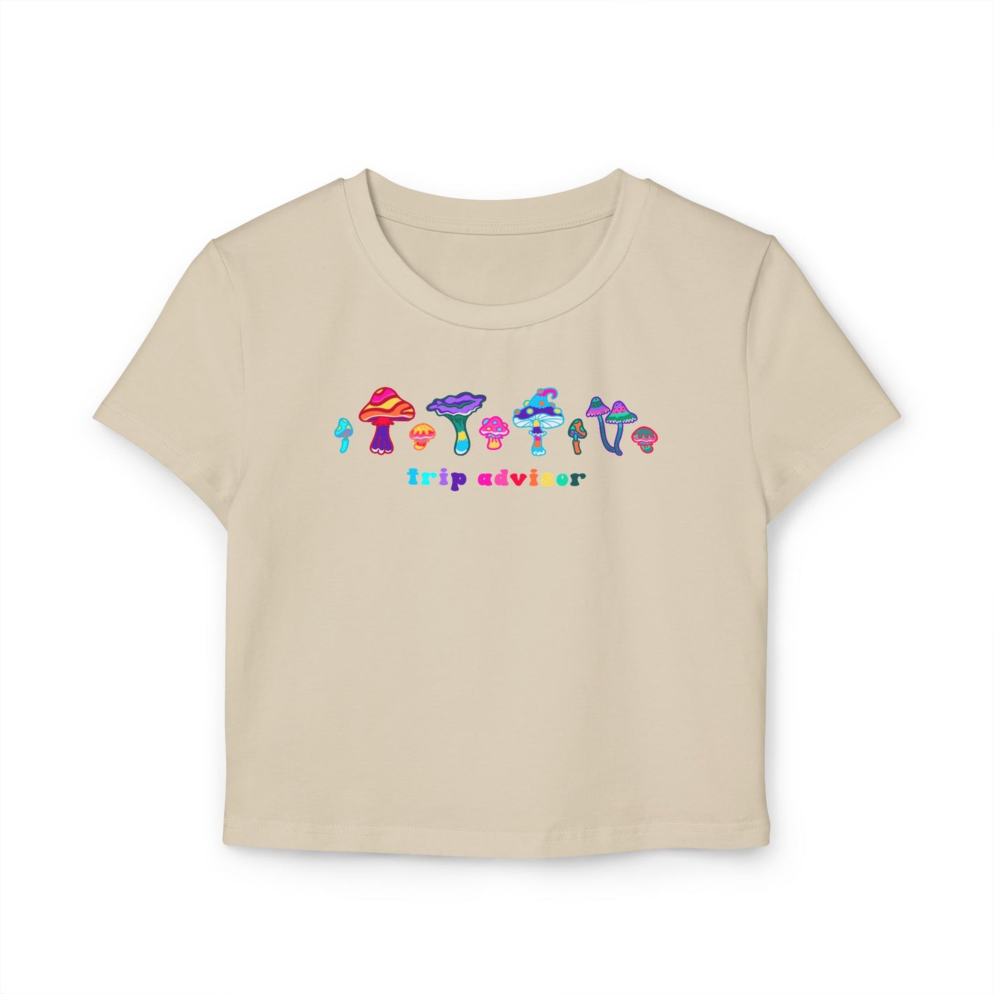 Trip Advisor Baby Tee | Mushroom Crop Top Baby Tee | Festival Rave Tee, EDM Shirt
