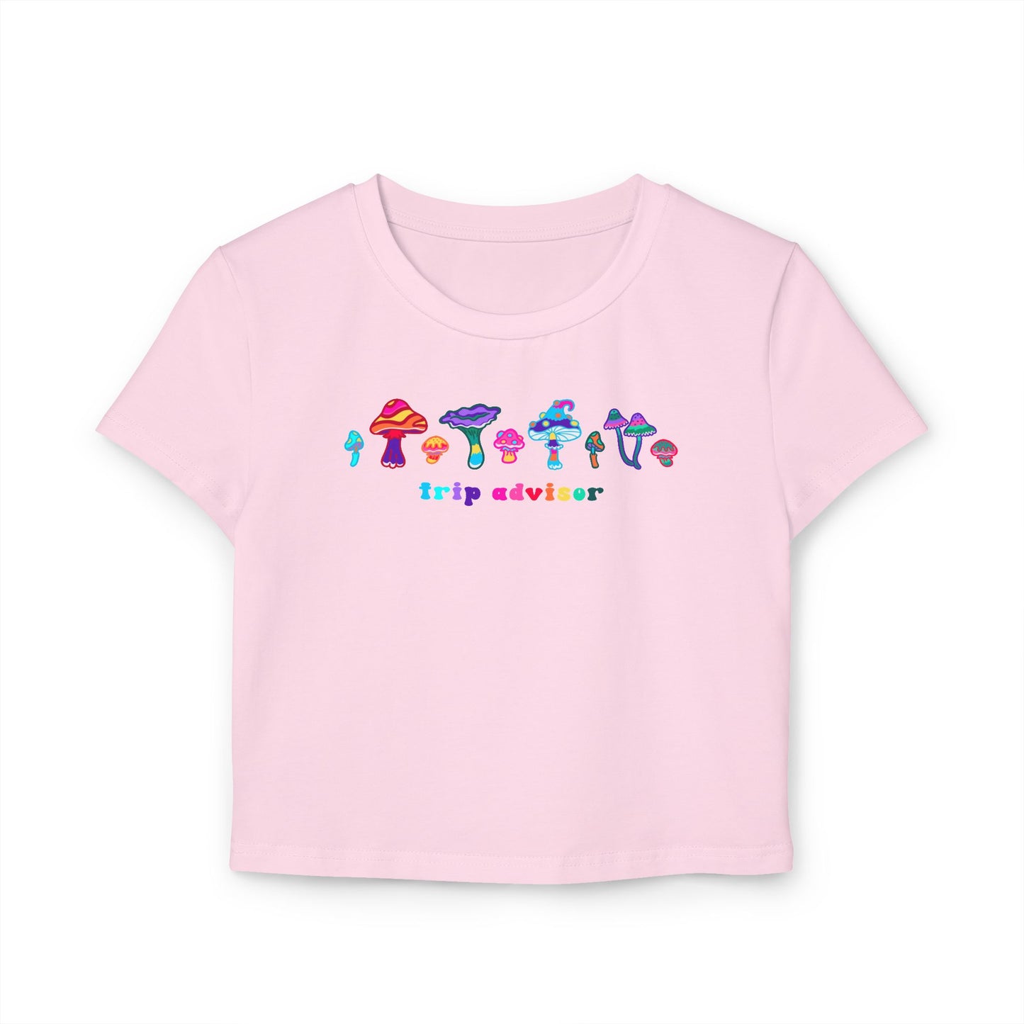 Trip Advisor Baby Tee | Mushroom Crop Top Baby Tee | Festival Rave Tee, EDM Shirt