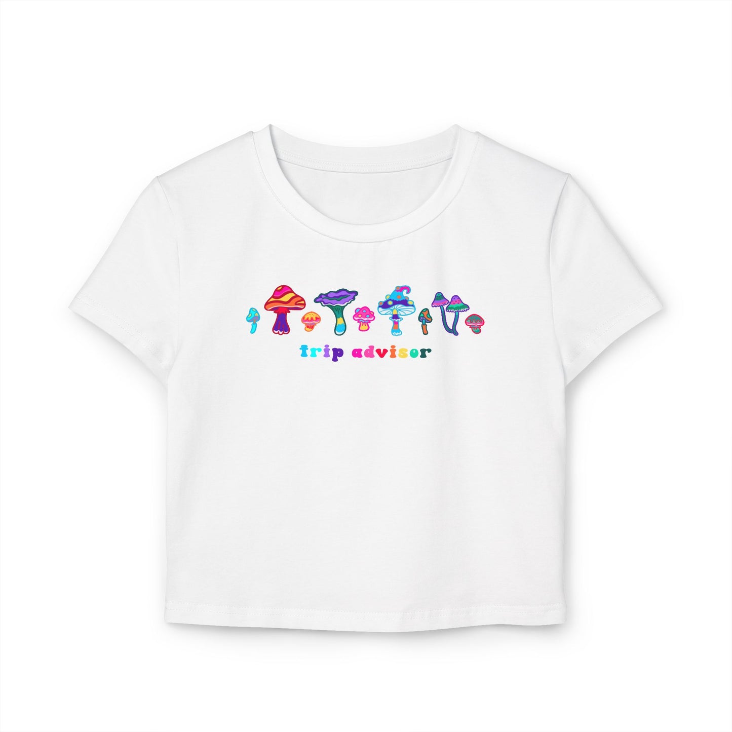 Trip Advisor Baby Tee | Mushroom Crop Top Baby Tee | Festival Rave Tee, EDM Shirt